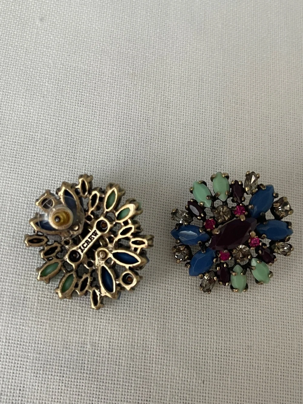J. Crew Multicolor Crystal Cluster Earrings in Blue, Mint, Purple